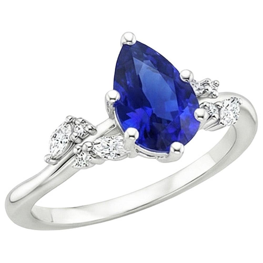 vero pear diamante 3.50carati anello angolo laterale