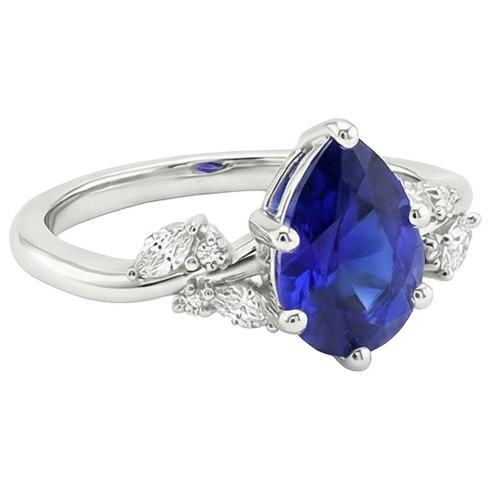 vero pear diamante 3.50carati anello vista di profilo