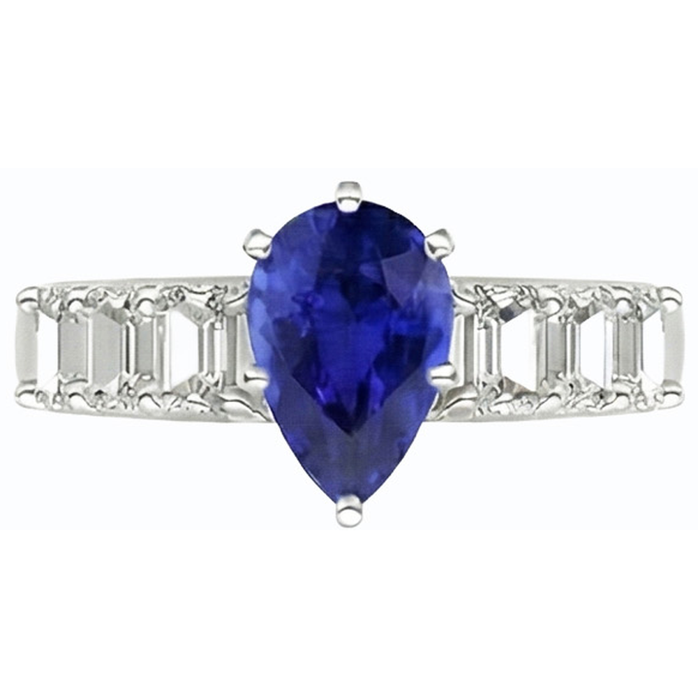 vero pear diamante 2.50carati anello vista dall'alto