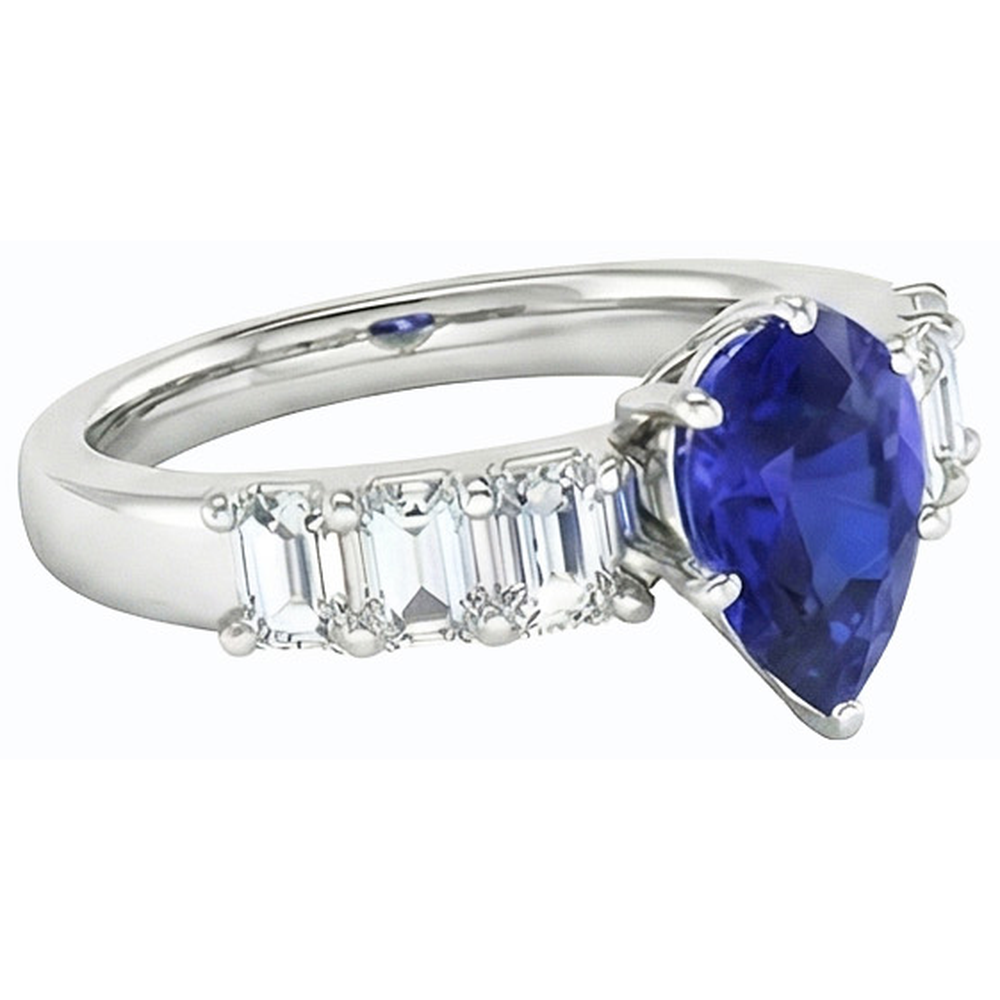 vero pear diamante 2.50carati anello vista di profilo