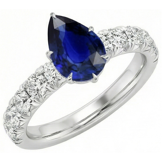 vero pear diamante 5carati anello angolo laterale