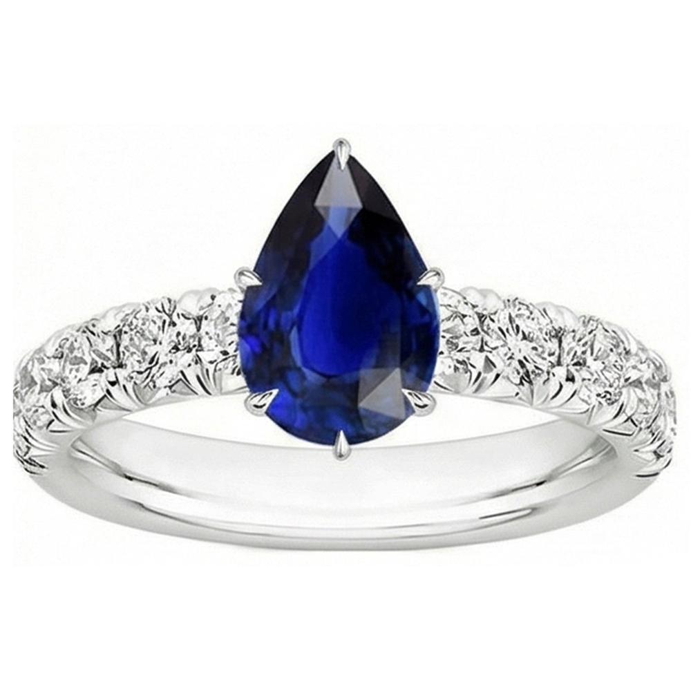 vero pear diamante 5carati anello vista di profilo