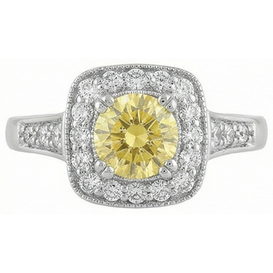 Anello solitario con accento 3.5 ct di zaffiro giallo e diamanti