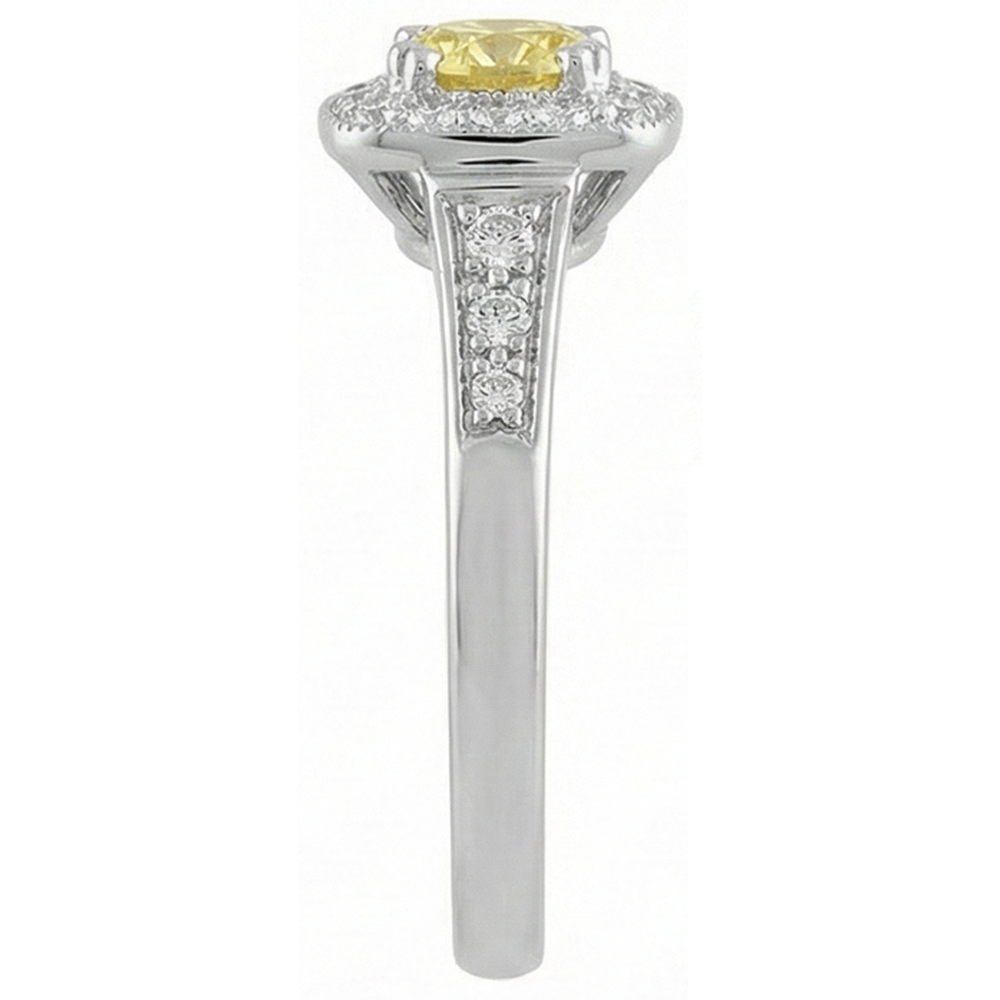 Anello solitario con accento 3.5 ct di zaffiro giallo e diamanti