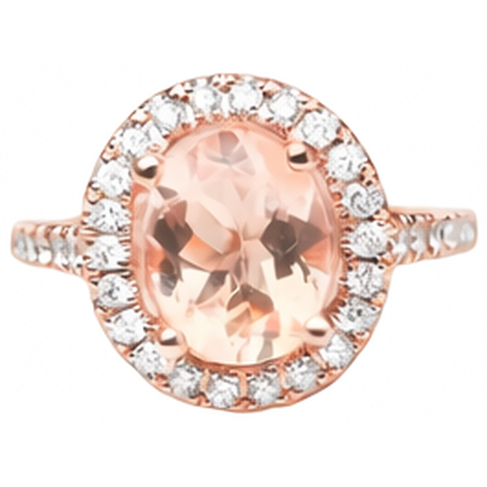 Anello solitario con accento Morganite e diamanti da 27.50 ct Oro 14K