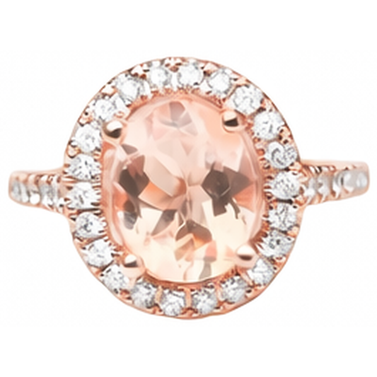 Anello solitario con accento Morganite e diamanti da 27.50 ct Oro 14K