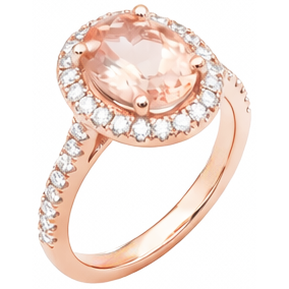 Anello solitario con accento Morganite e diamanti da 27.50 ct Oro 14K