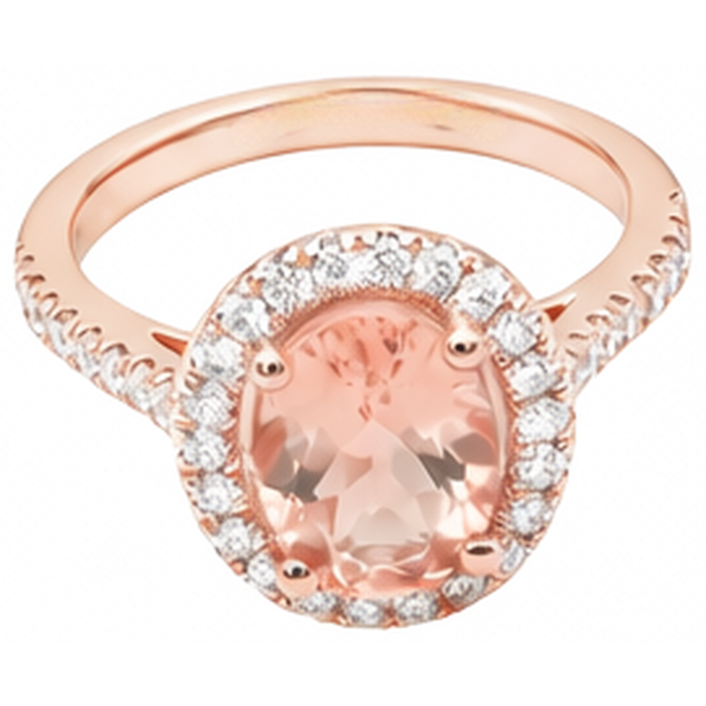 Anello solitario con accento Morganite e diamanti da 27.50 ct Oro 14K