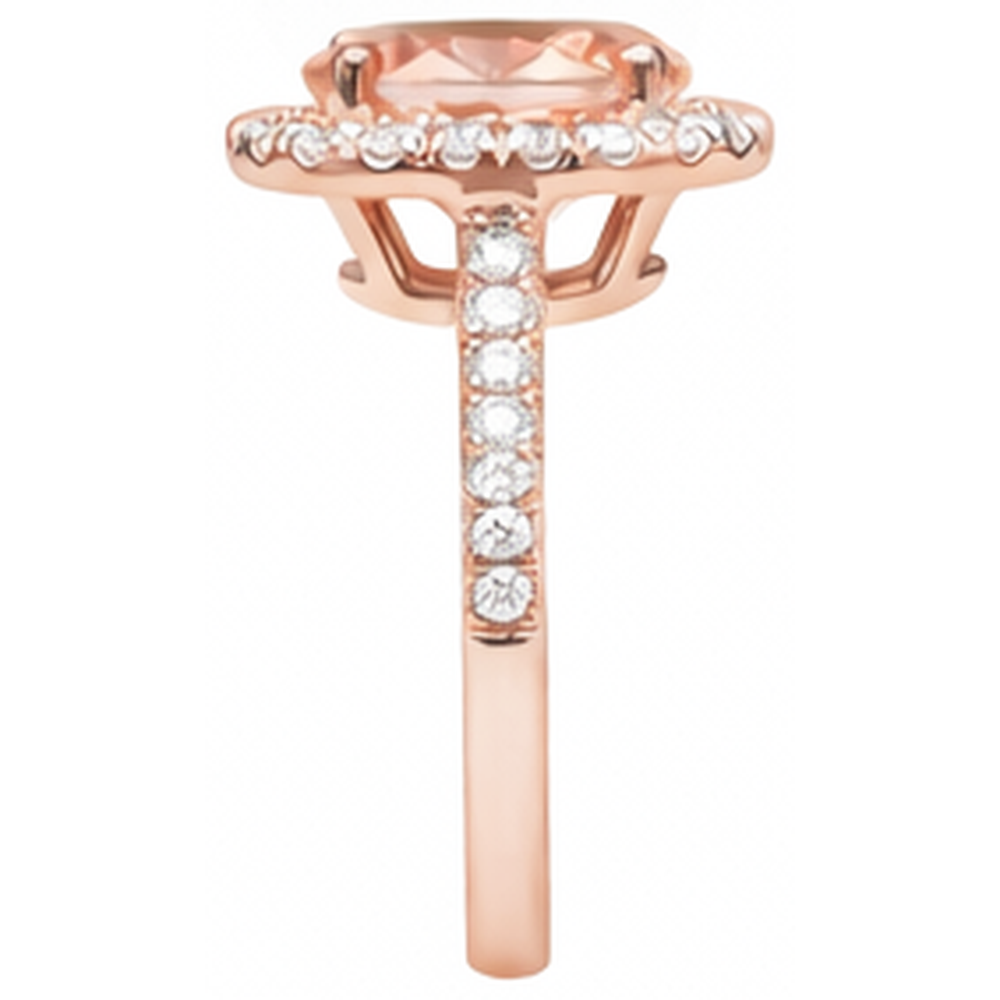 Anello solitario con accento Morganite e diamanti da 27.50 ct Oro 14K