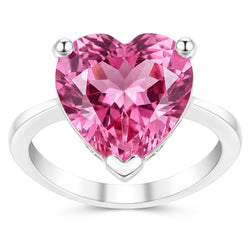 Anello solitario con cuore rosa Kunzite 22.50 ct anniversario oro bianco