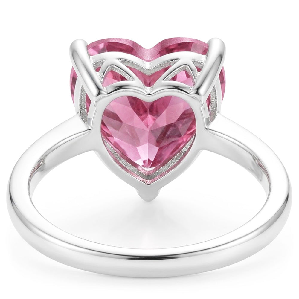 Anello solitario con cuore rosa Kunzite 22.50 ct anniversario oro bianco