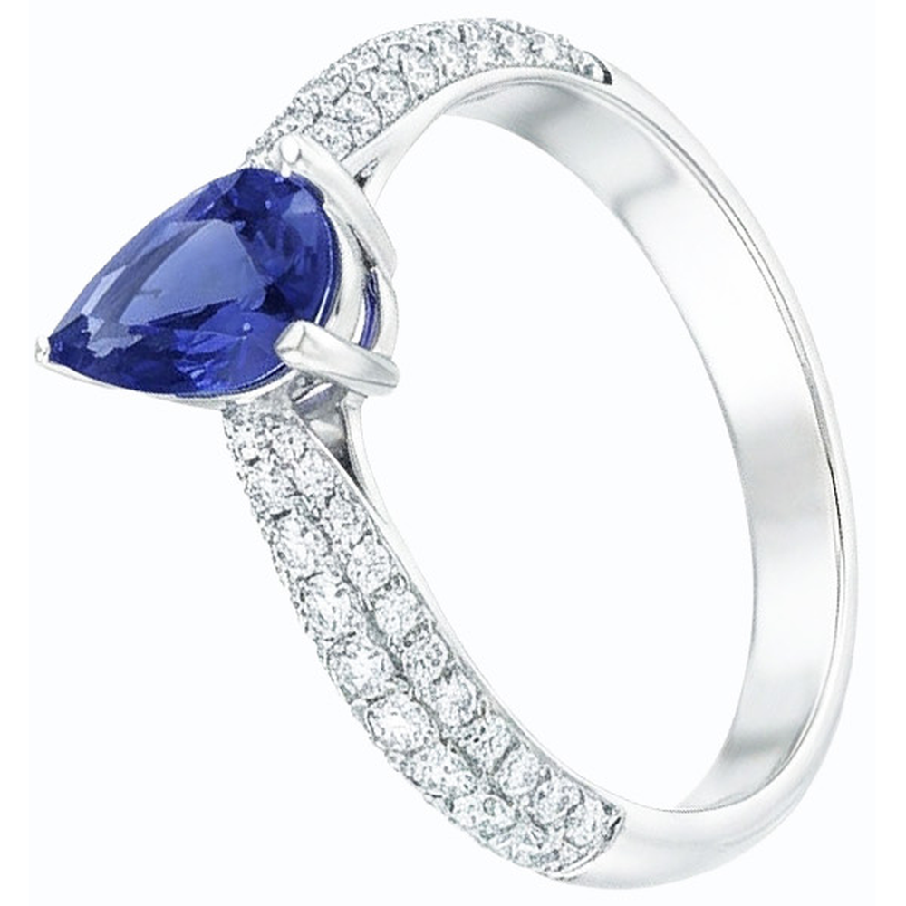 vero pear diamante 2.50carati anello angolo laterale