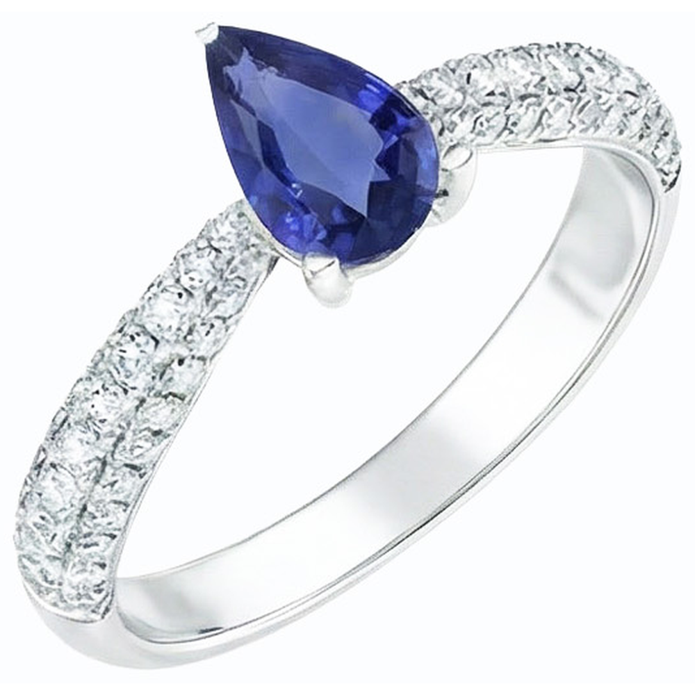 vero pear diamante 2.50carati anello vista dall'alto