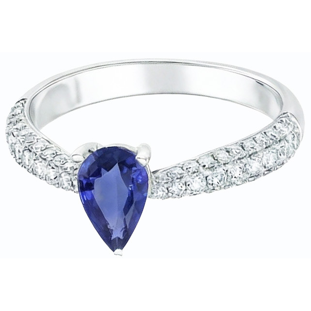 vero pear diamante 2.50carati anello vista di profilo