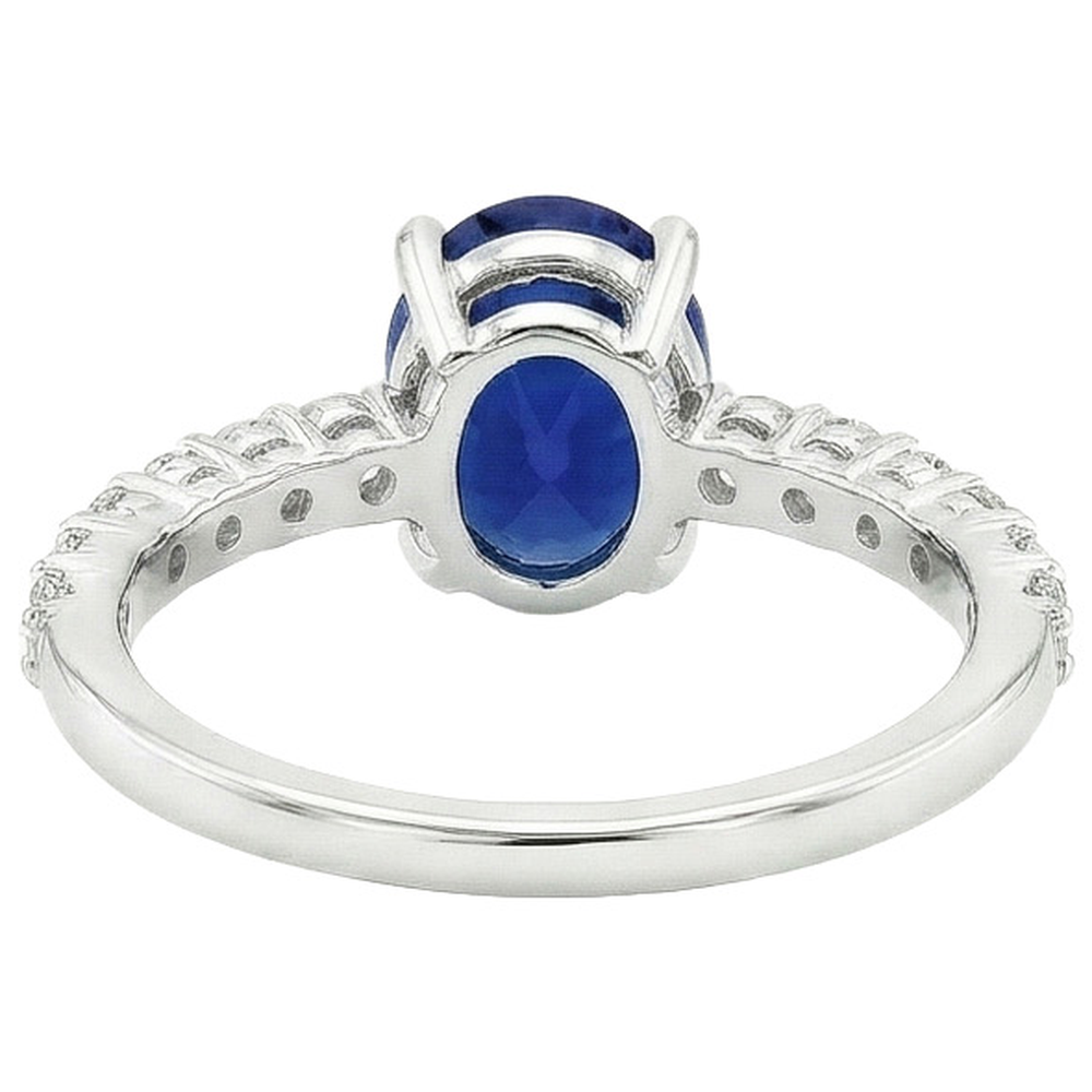 Anello solitario con diamante ovale e rotondo SriLanka Sapphire Accents 5 carati