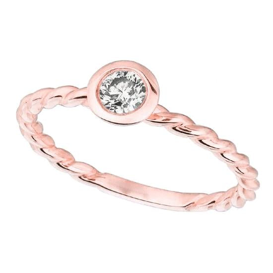 Anello solitario con diamante rotondo da 0.30 carati in oro rosa 14 carati - harrychadent.it