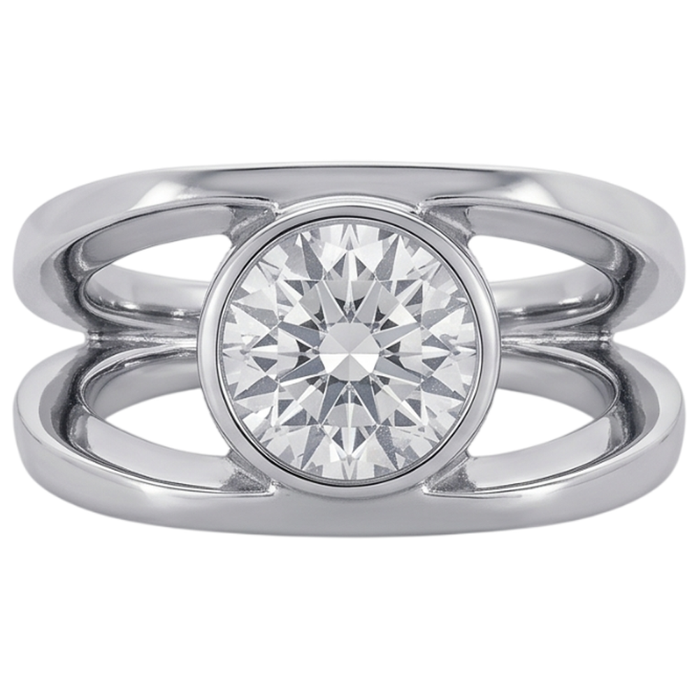 Anello solitario con diamante solitario da 1,50 carati con gambo diviso