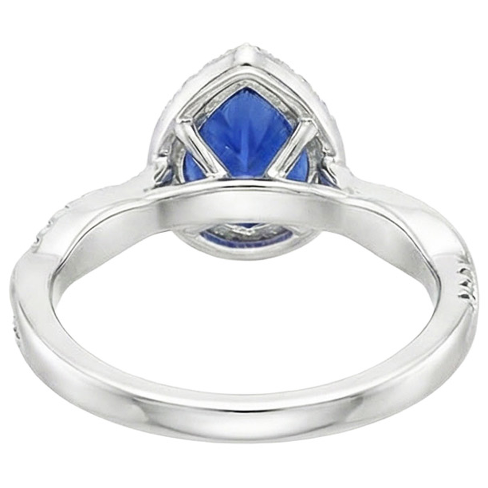 vero pear zaffiro 5.50carati anello angolo laterale