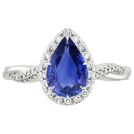 vero pear zaffiro 5.50carati anello vista di profilo