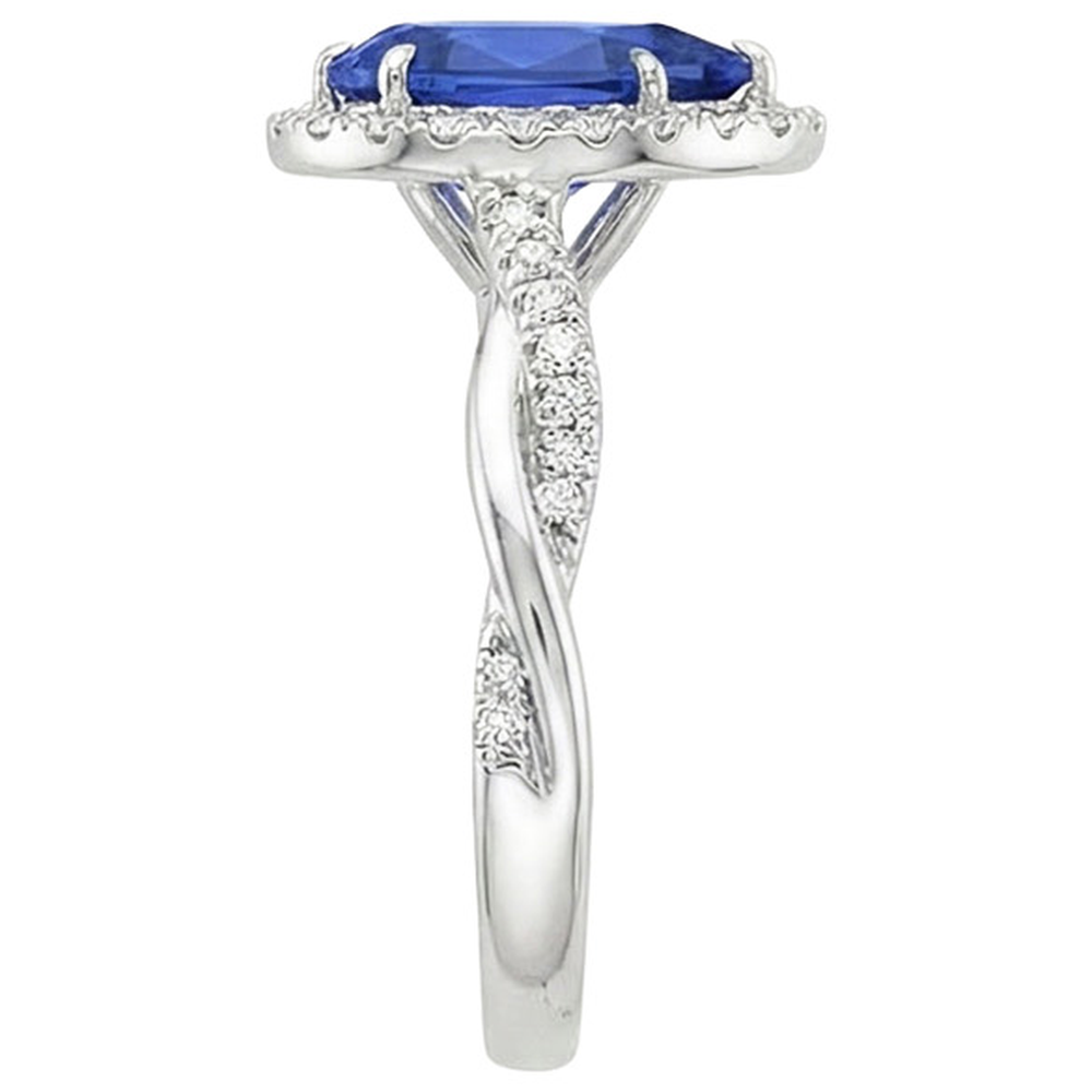 vero pear zaffiro 5.50carati anello su bianco