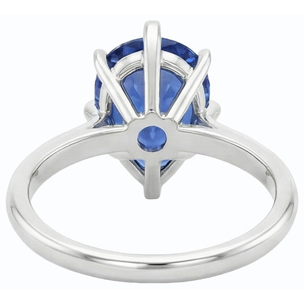 Anello solitario con gemme a pera Set di griffe con zaffiro blu 2.50 carati