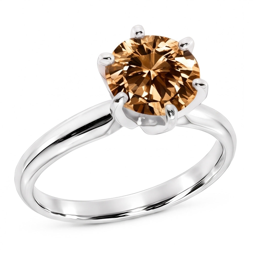 Anello solitario con pietra preziosa di gioielli con diamanti champagne da 2,25 carati