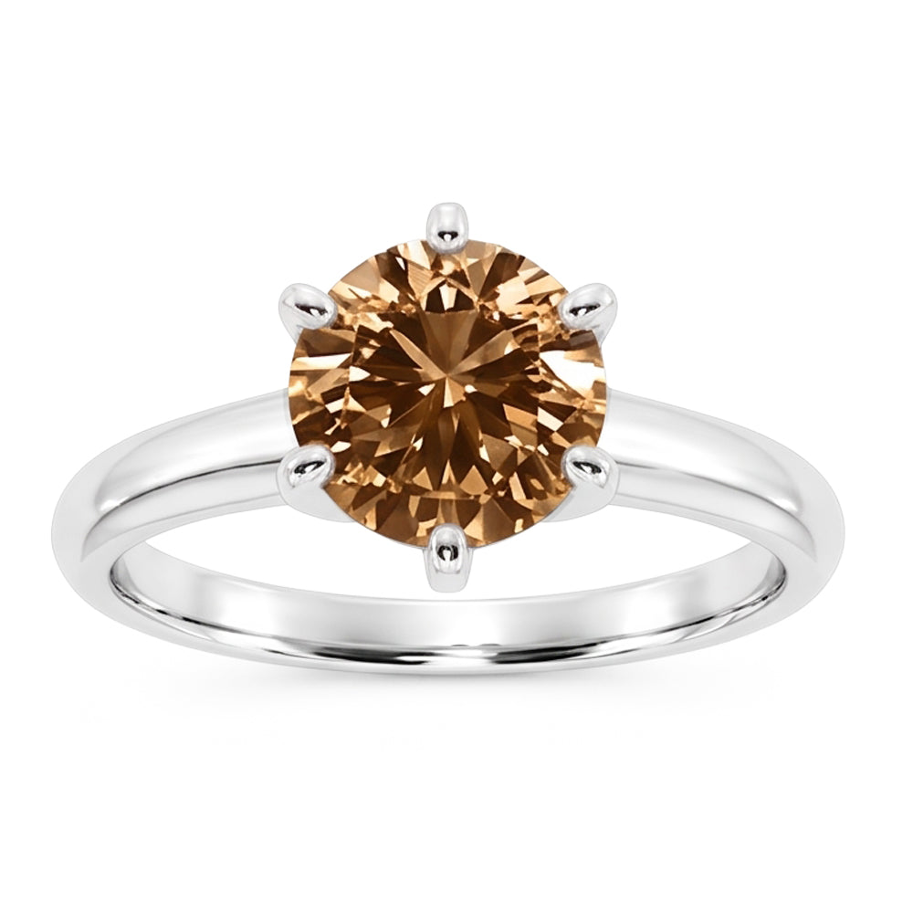 Anello solitario con pietra preziosa di gioielli con diamanti champagne da 2,25 carati