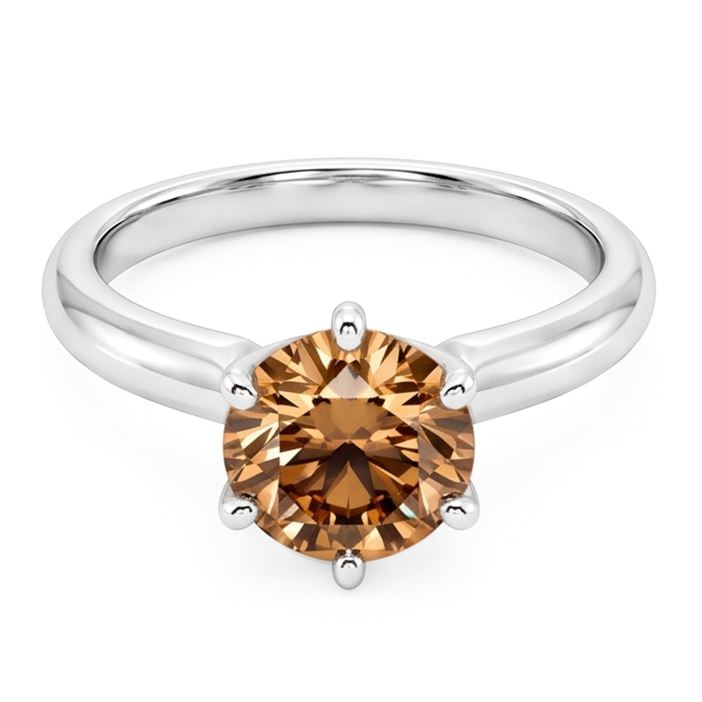 Anello solitario con pietra preziosa di gioielli con diamanti champagne da 2,25 carati