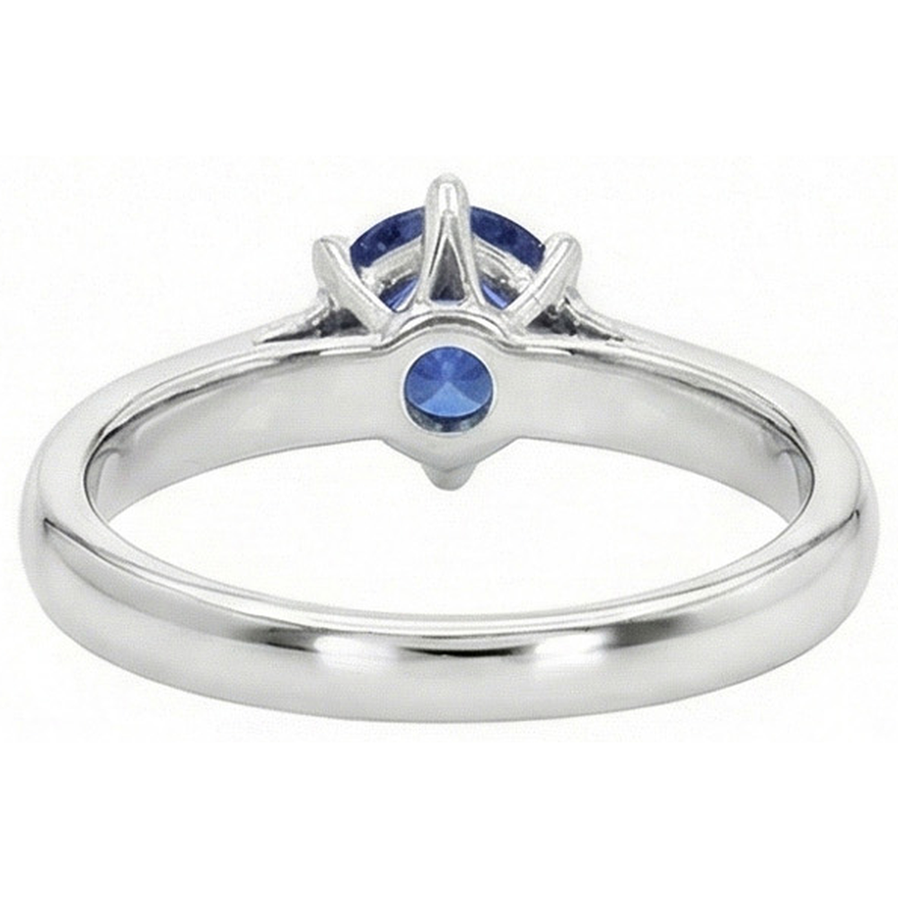 Anello solitario con pietra preziosa di zaffiro blu da 2 carati in oro bianco 14K
