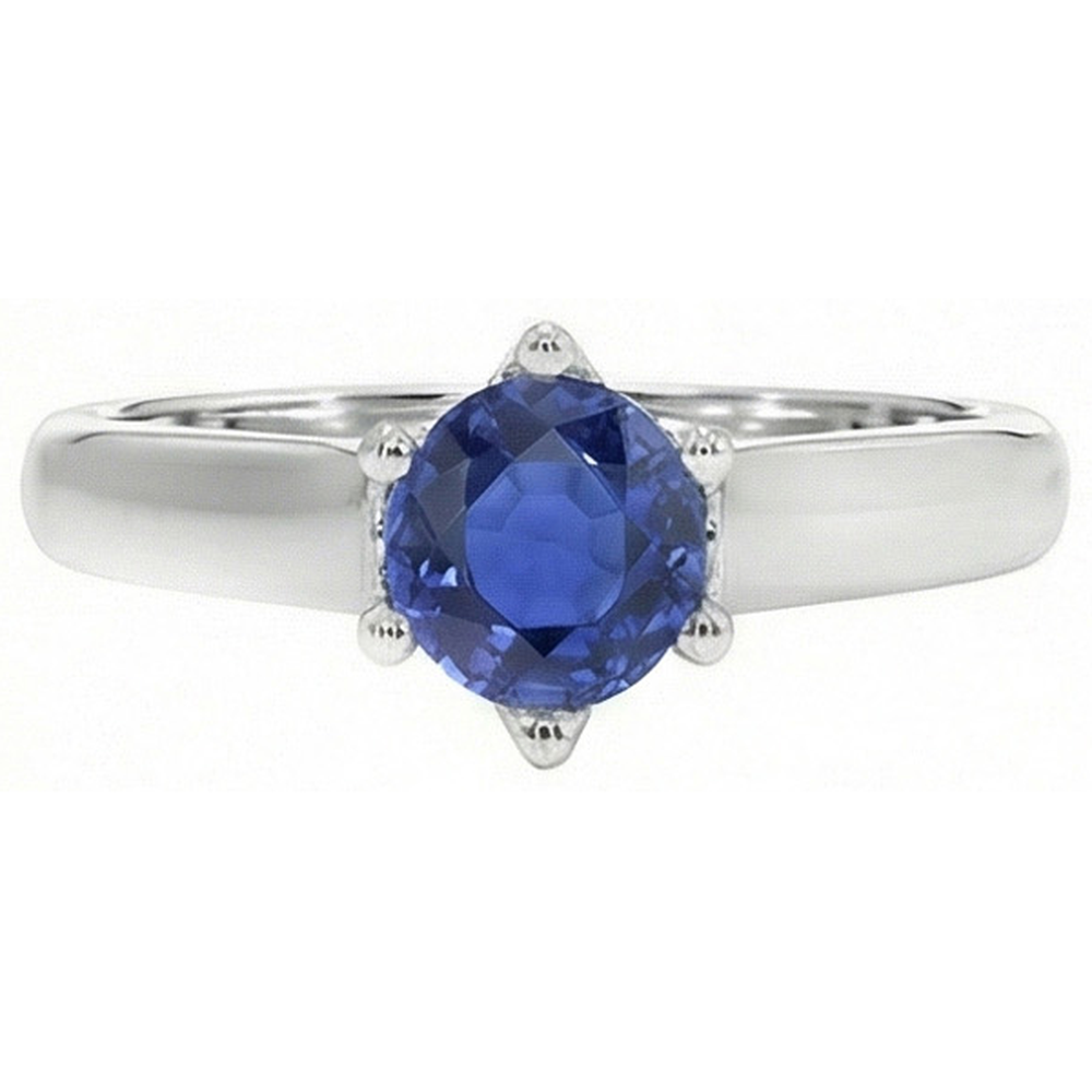 Anello solitario con pietra preziosa di zaffiro blu da 2 carati in oro bianco 14K