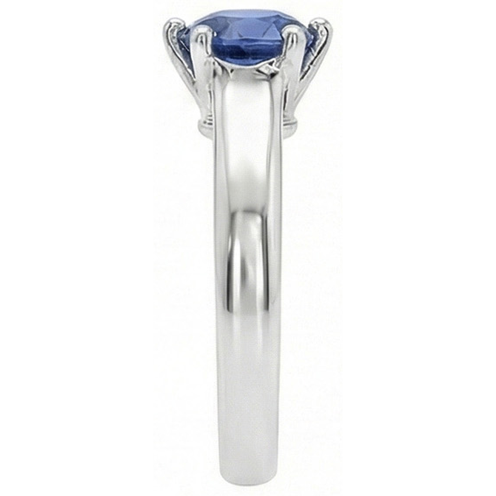 Anello solitario con pietra preziosa di zaffiro blu da 2 carati in oro bianco 14K