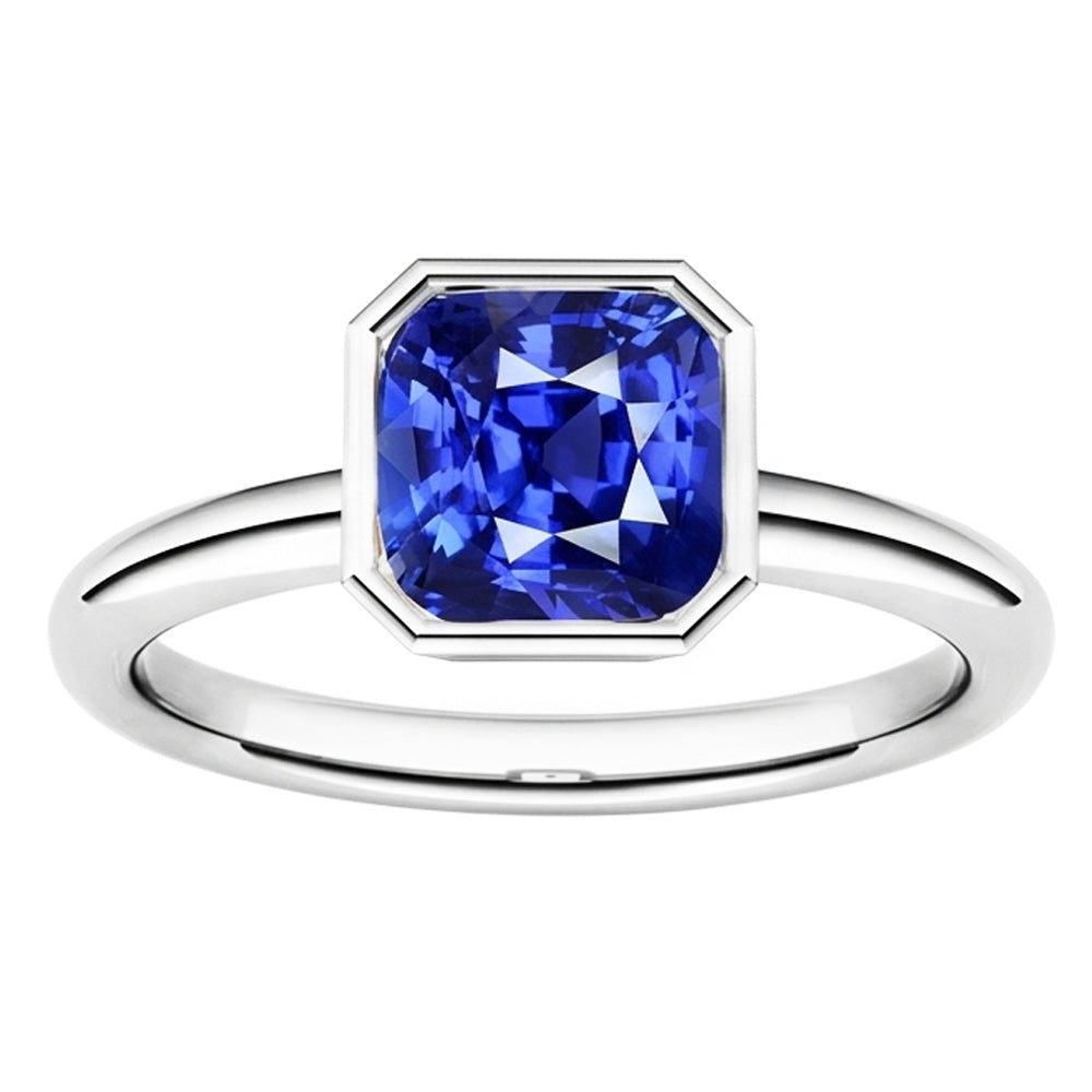 Anello solitario con pietre preziose e castone con cuscino Zaffiro blu 1.50 carati