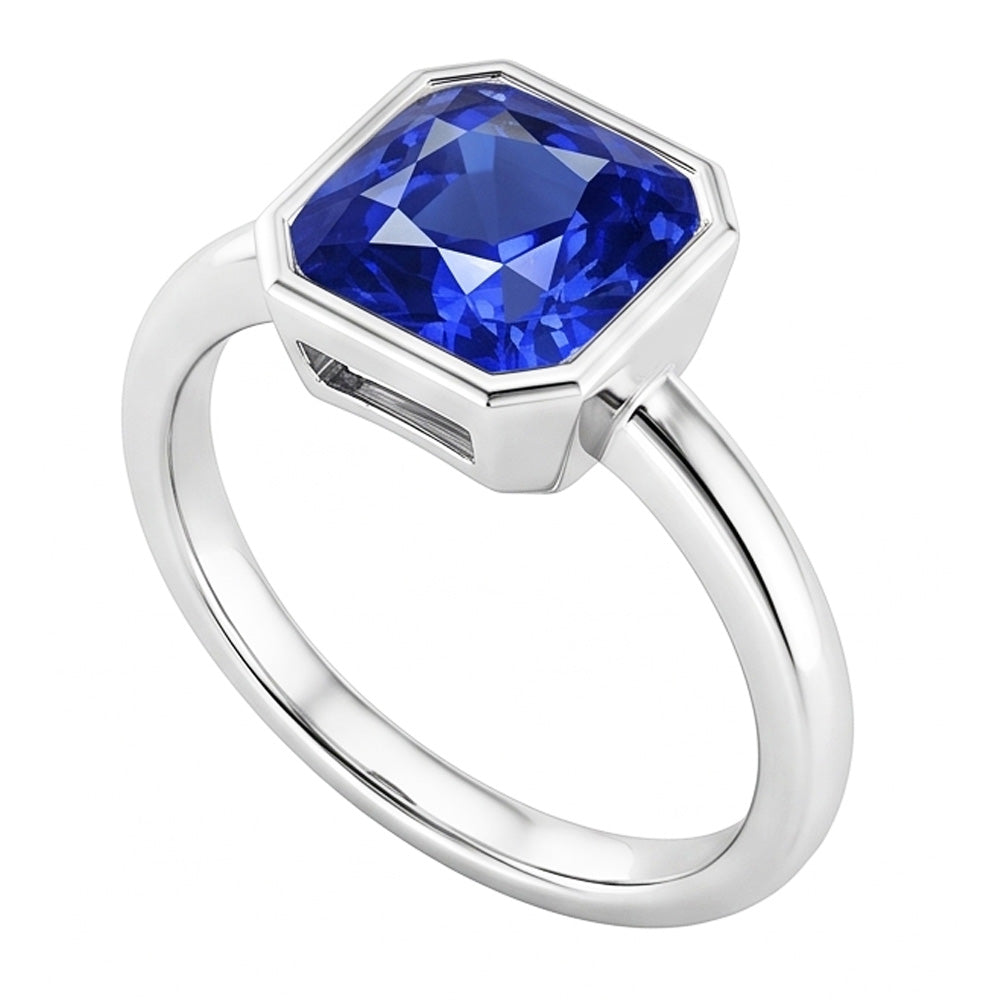 Anello solitario con pietre preziose e castone con cuscino Zaffiro blu 1.50 carati