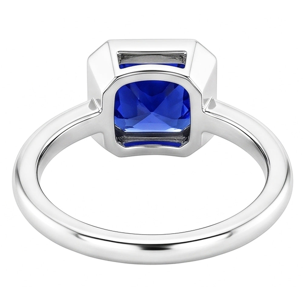 Anello solitario con pietre preziose e castone con cuscino Zaffiro blu 1.50 carati