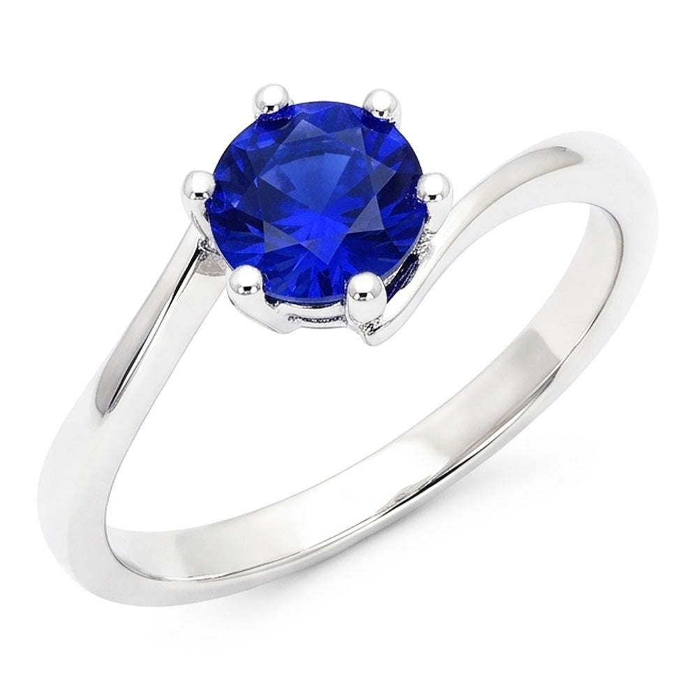 Anello solitario con pietre preziose. zaffiro blu di Ceylon. 1 carato. stile a tensione