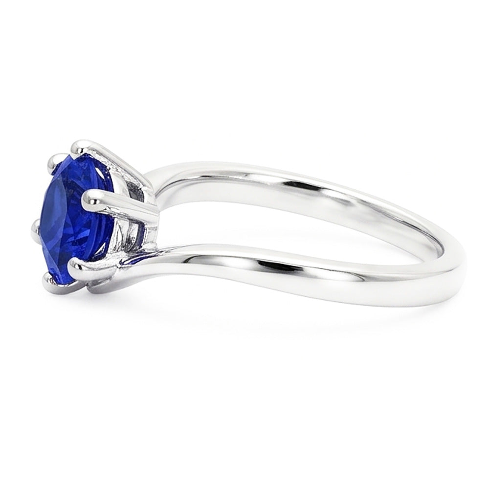 Anello solitario con pietre preziose. zaffiro blu di Ceylon. 1 carato. stile a tensione