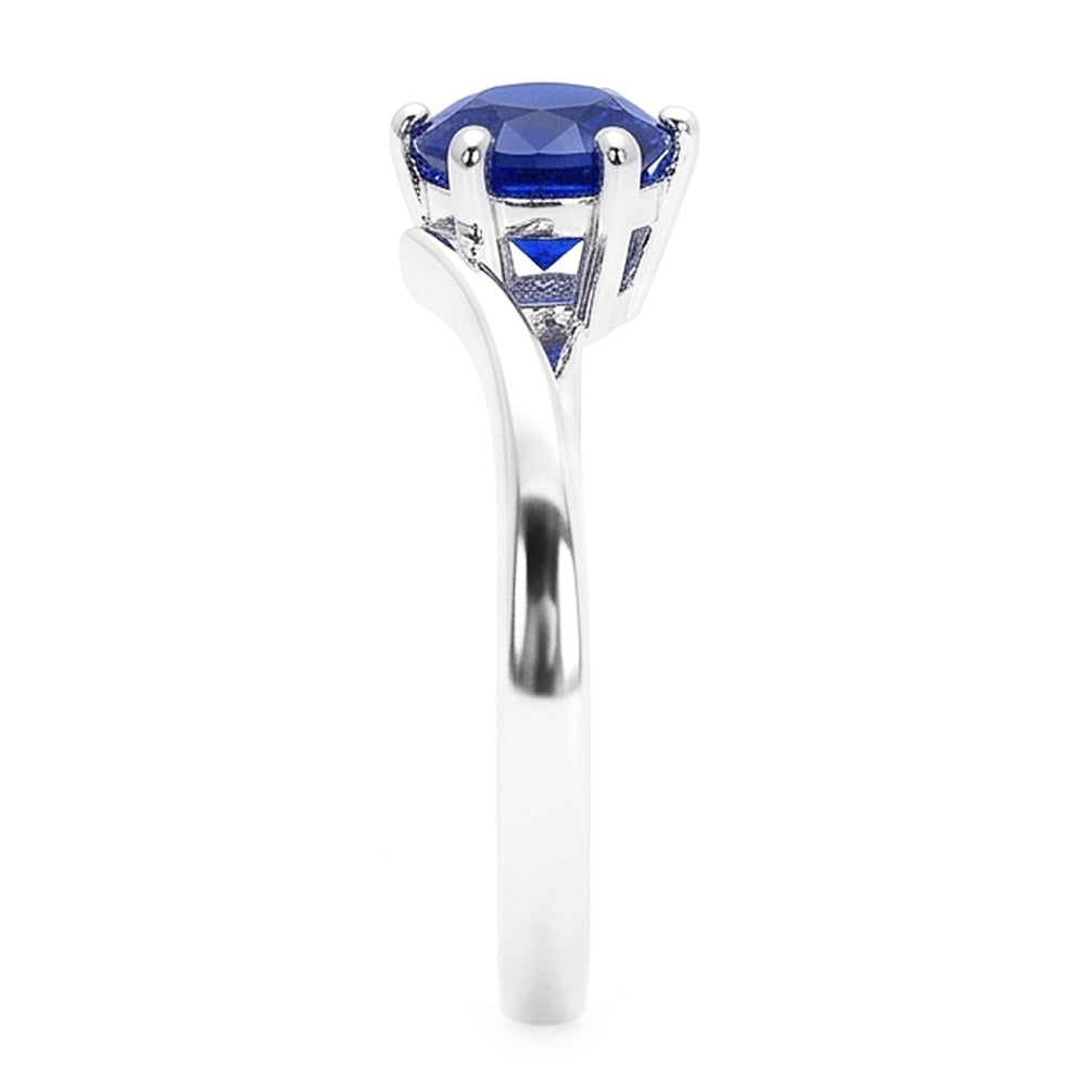 Anello solitario con pietre preziose. zaffiro blu di Ceylon. 1 carato. stile a tensione