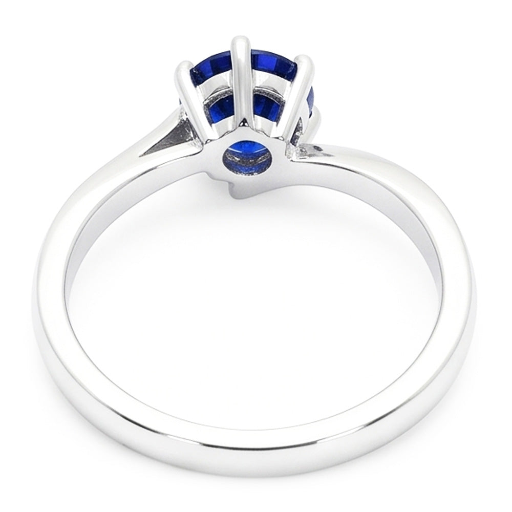 Anello solitario con pietre preziose. zaffiro blu di Ceylon. 1 carato. stile a tensione