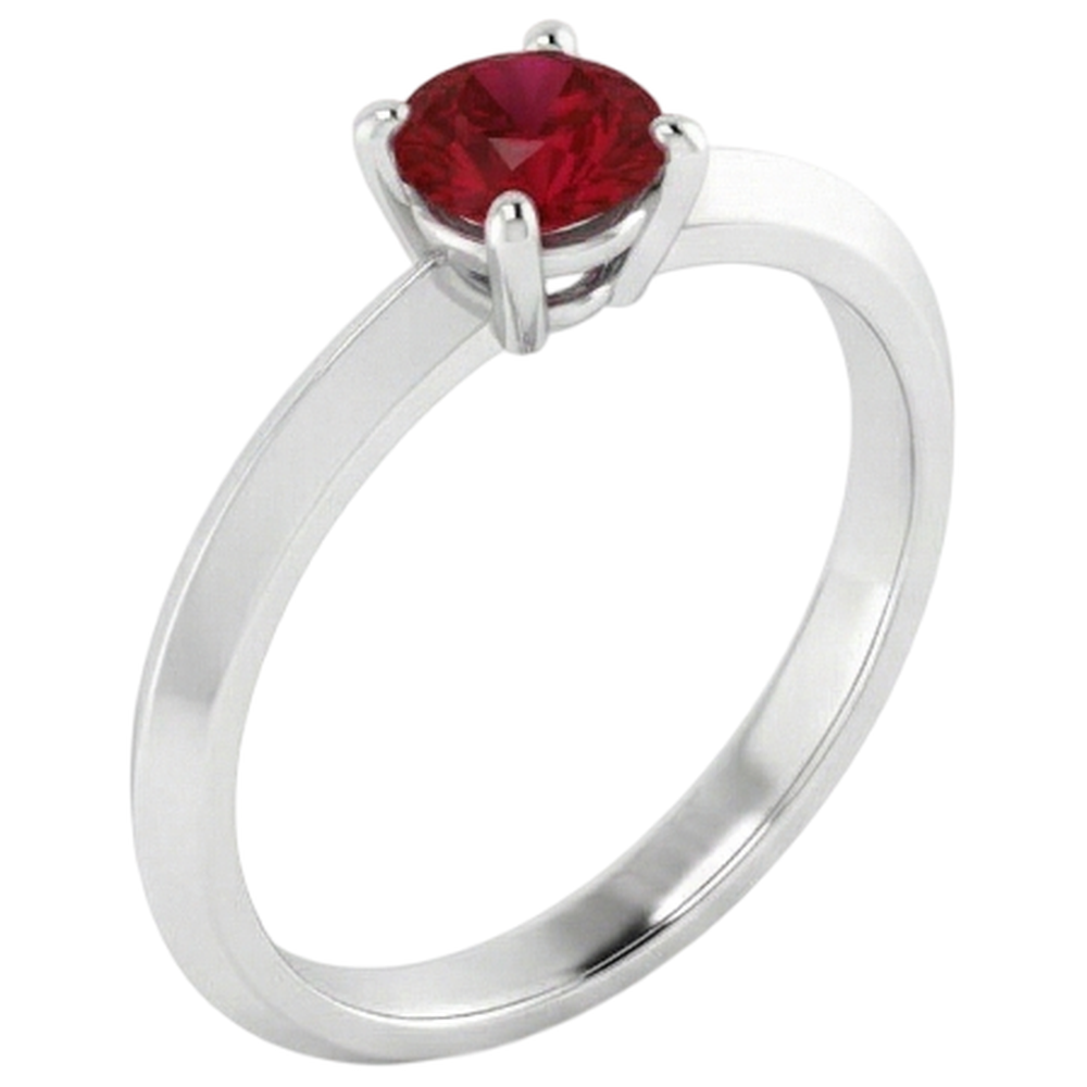 Anello solitario con rubino 1.25 carati e 4 griffe con incastonatura Novità