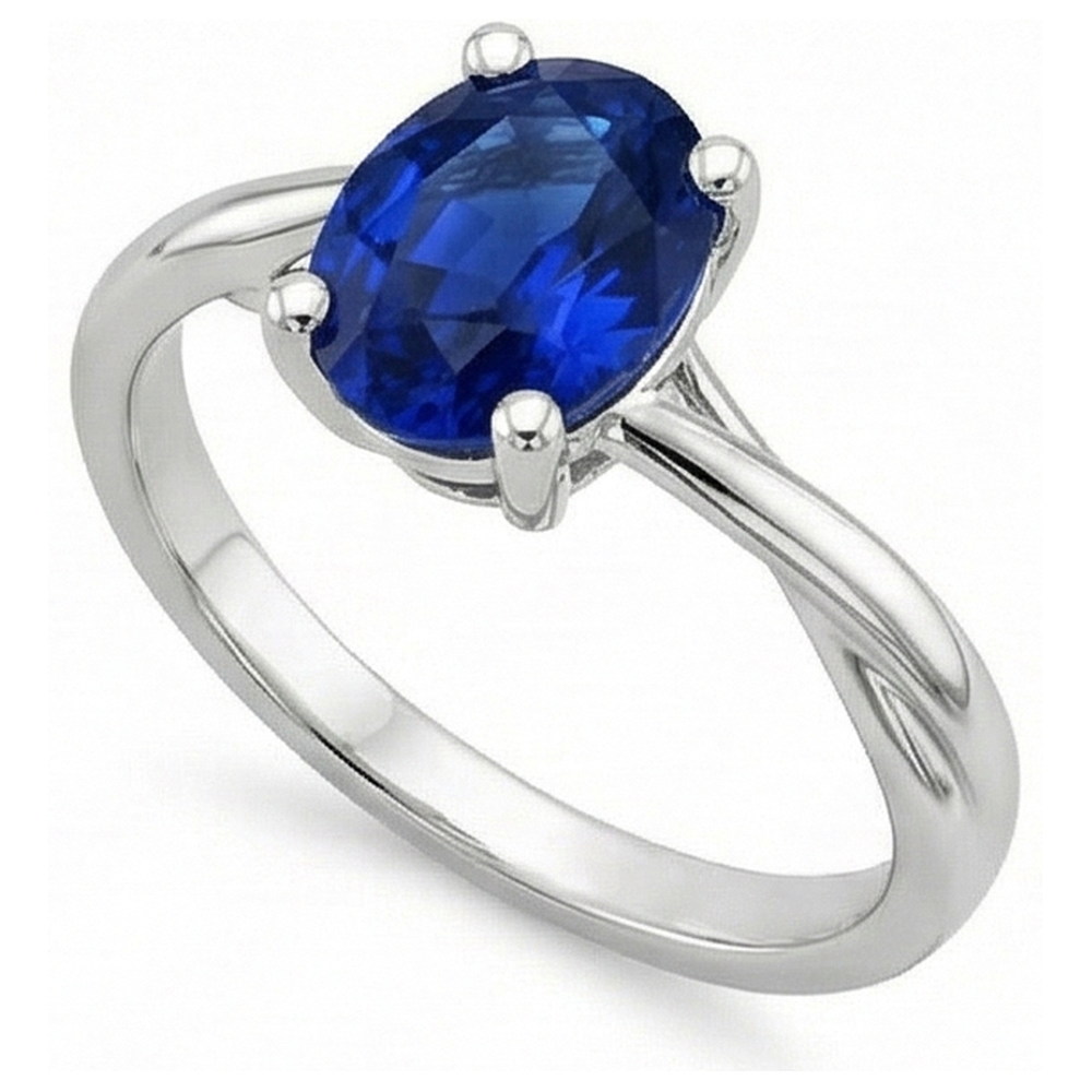 Anello solitario con set di zaffiri di Ceylon a taglio ovale da 3 carati
