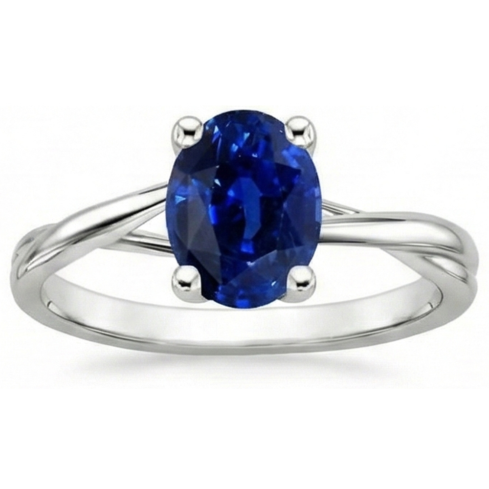 Anello solitario con set di zaffiri di Ceylon a taglio ovale da 3 carati