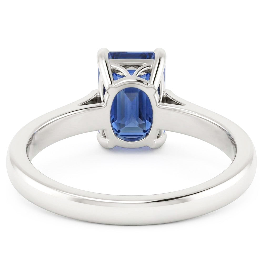 Anello solitario con smeraldo e zaffiro di Ceylon Gioielli con gambo affusolato da 1 carato
