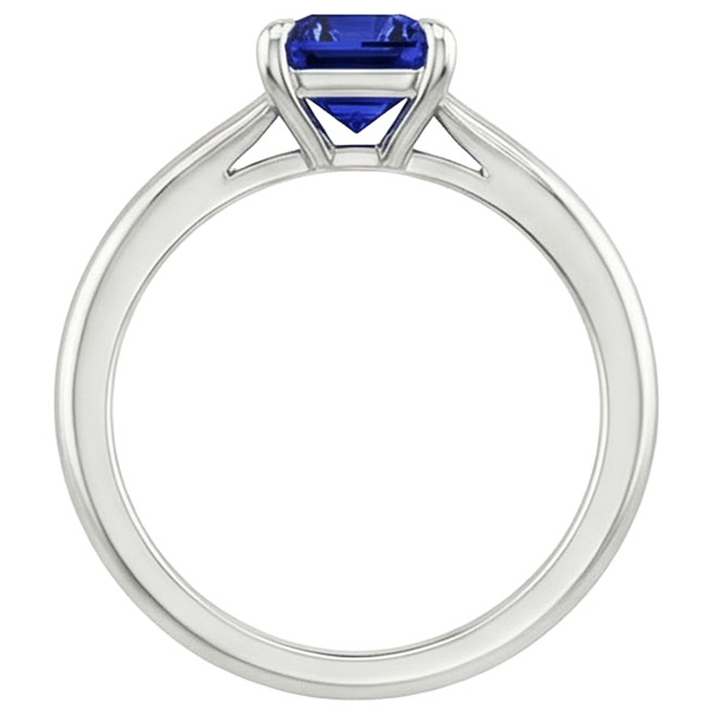 Anello solitario con zaffiro blu brillante dello Sri Lanka a 3 carati in oro bianco 14K