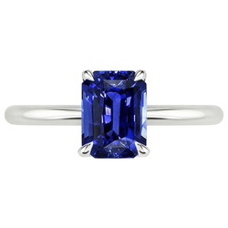 Anello solitario con zaffiro blu brillante dello Sri Lanka a 3 carati in oro bianco 14K