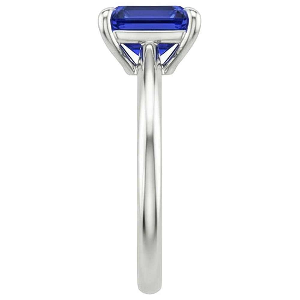 Anello solitario con zaffiro blu brillante dello Sri Lanka a 3 carati in oro bianco 14K