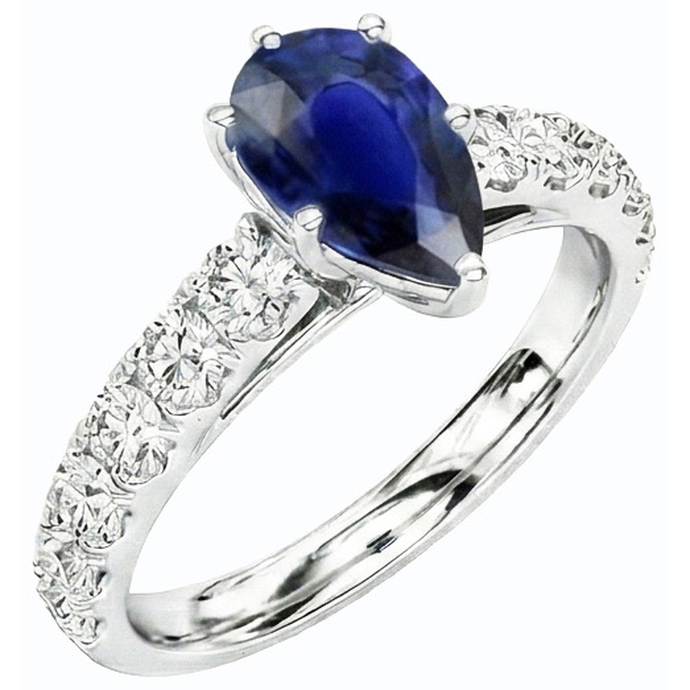 Anello solitario con zaffiro blu con pietre preziose e diamanti rotondi 3.50 carati