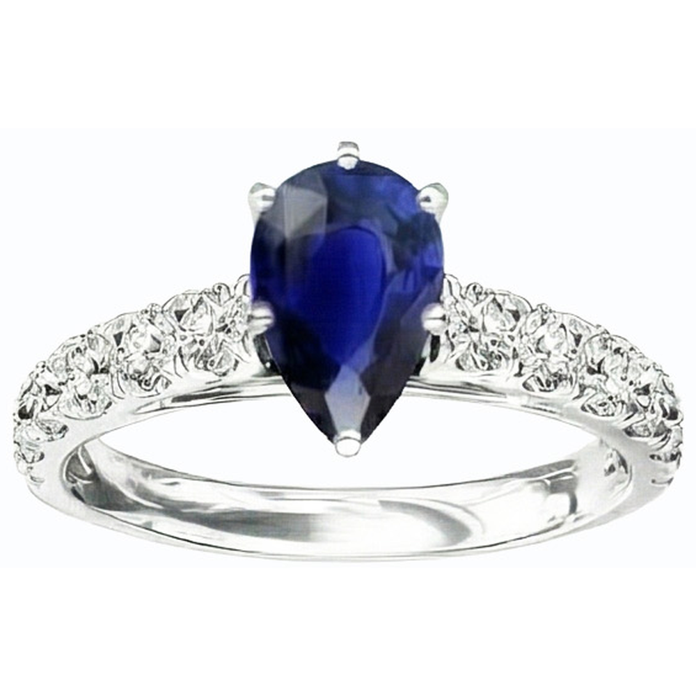Anello solitario con zaffiro blu con pietre preziose e diamanti rotondi 3.50 carati