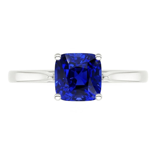 Anello solitario con zaffiro blu naturale 1.50 carati e 14K Gioielli da donna in oro bianco