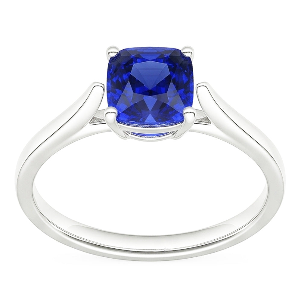 Anello solitario con zaffiro blu naturale 1.50 carati e 14K Gioielli da donna in oro bianco