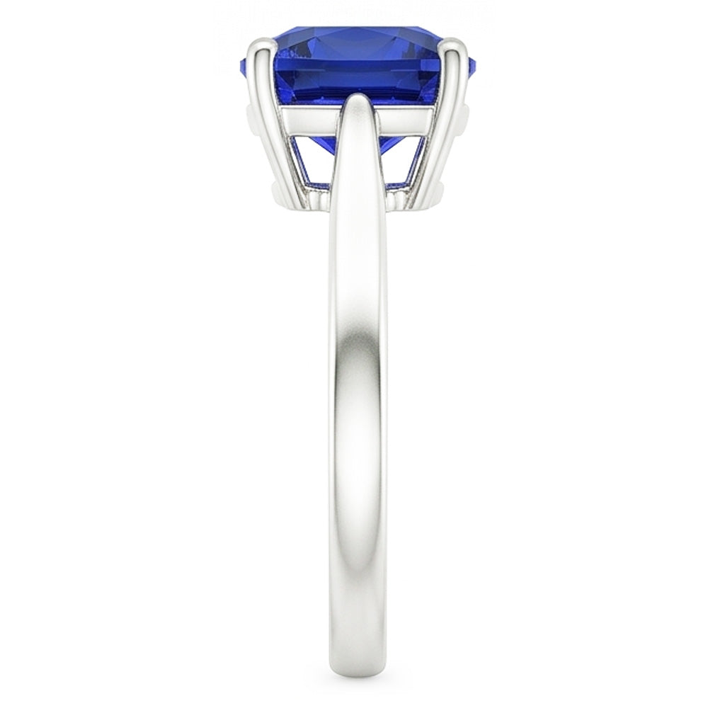 Anello solitario con zaffiro blu naturale 1.50 carati e 14K Gioielli da donna in oro bianco